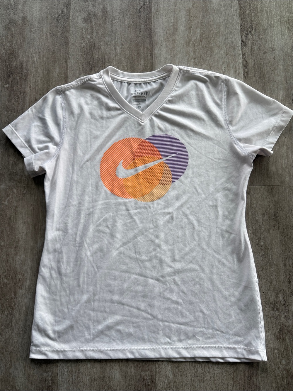Nike girls dri-fit,  V-neck , short sleeve , white teeshirt